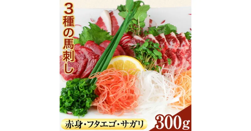 【ふるさと納税】3種の馬刺し 赤身 フタエゴ サガリ 300g 各100g 醤油付き 5ml×2袋 長洲501《30日以内に出荷予定(土日祝除く)》 熊本県 長洲町 馬肉 馬刺し 熊本県産 国産