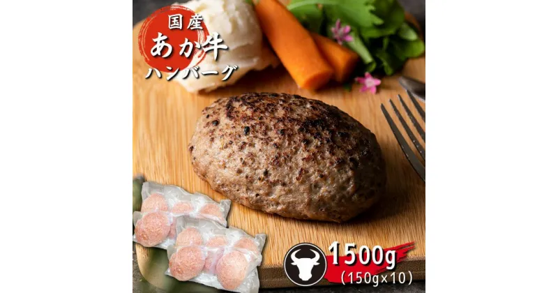 【ふるさと納税】旨味濃縮あか牛100％ハンバーグ (150g×10個）1500gあか牛 ハンバーグ 肉 赤牛 牛肉 加工品 加工肉 1.5kg 大容量 小分け 国産 熊本県 和水町