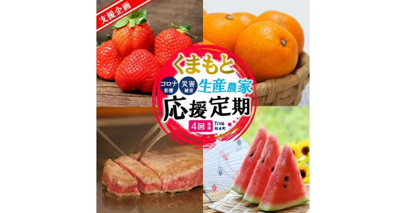 【ふるさと納税】 くまもと 生産農家 応援 定期便 ( 定期便 4回 ( 3ヵ月毎 ) ) フルーツ 小玉 スイカ いちご みかん あか牛ステーキ 国産 熊本県 和水町