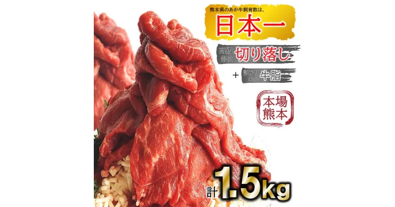 【ふるさと納税】肉 あか牛切り落し1000g +訳あり牛脂500g セット 和牛 牛肉 牛脂 ミンチ