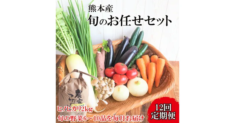 【ふるさと納税】 お米(ヒノヒカリ)2kg・旬の野菜セット(6〜10品目) (定期便12回(毎月)) 野菜 米 ヒノヒカリ 詰め合わせ お任せ 国産 熊本県 和水町