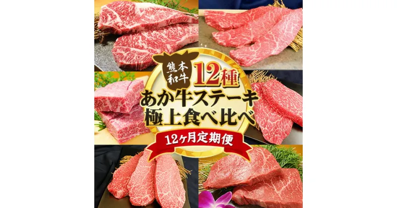 【ふるさと納税】【12ヶ月定期便】あか牛 ステーキ 12種 極上 食べ比べ 定期便 12回《お申込み月の翌月から出荷開始》有限会社 三協ダイニング サーロイン ランプ 肩ロース イチボ 三角バラ カイノミ ミスジ クリミ ザブトン シャトーブリアン リブロース モモ あか牛のたれ