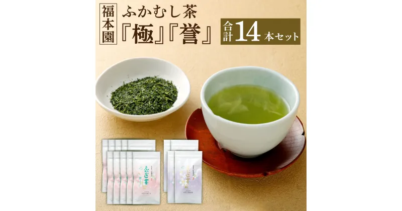 【ふるさと納税】福本園 ふかむし茶 「極」 「誉」 14本 セット 100g×14袋 合計14本 1400g (極：100gx4袋) (誉：100gx10袋) 飲み比べ 飲比べ ふかむし茶 深蒸し茶 お茶 茶 茶葉 日本茶 緑茶 国産 菊陽町 送料無料