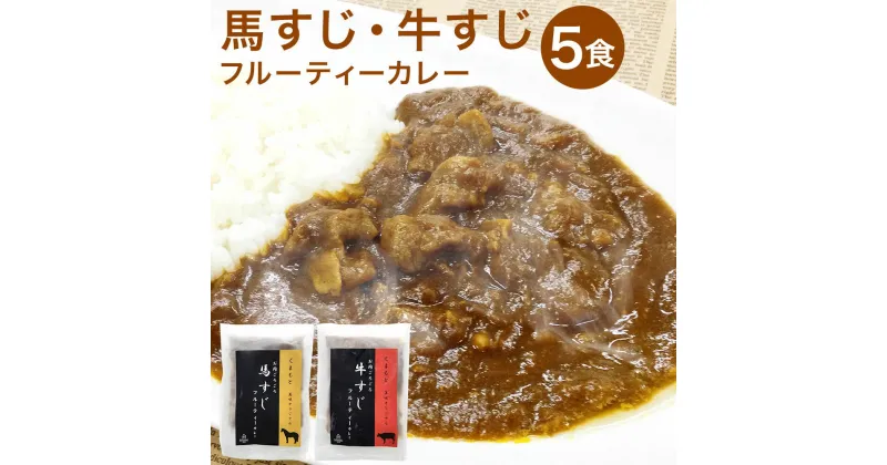 【ふるさと納税】くまもと 美咲オリジナル お肉ごろごろ フルーティーカレー 5食 200g×5袋 (馬すじ×3袋 牛すじ×2袋) 馬すじ 牛すじ カレー 惣菜 牛肉 馬肉 簡単調理 温めるだけ 冷凍 九州 熊本県 菊陽町 送料無料