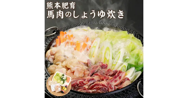 【ふるさと納税】熊本肥育 熊本肥育馬肉のしょうゆ炊き (醤油・野菜・うどん付き) お鍋 鍋 しょうゆ炊き 馬肉 馬ホルモン 惣菜 冷蔵 九州 熊本県 菊陽町 送料無料