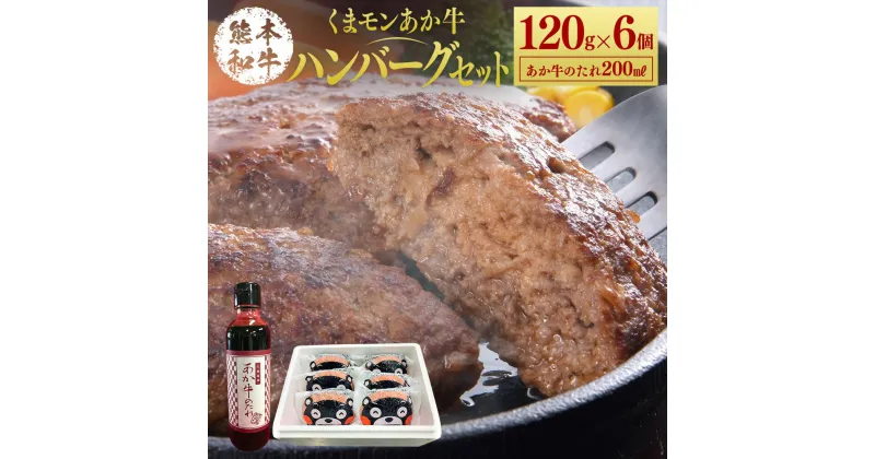 【ふるさと納税】くまモンあか牛ハンバーグセット 120g×6個 たれ付き 200ml あか牛 赤牛 熊本和牛 和牛 ハンバーグ 牛 牛肉 肉 お肉 おかず 惣菜 セット 詰め合わせ 冷凍 九州 熊本県 菊陽町 送料無料