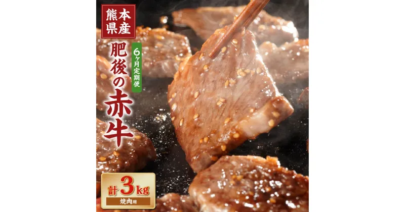 【ふるさと納税】【6ヶ月定期便】肥後の赤牛 焼肉用 約500g 合計3kg あか牛 赤牛 肉 牛肉 牛 お肉 焼き肉 冷凍 国産 九州 熊本県 菊陽町 送料無料