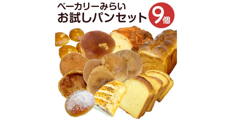 【ふるさと納税】ベーカリーみらい お試しパンセット 9個 パン 食べ比べ 詰め合わせ セット 内容おまかせ 人参食パン 納豆パン 牛乳食パン チーズブレッド メロンパン クリームパン カレーぱん チーズ ベーコン 朝食 おやつ 間食 時短 冷凍 九州 熊本県 菊陽町 送料無料