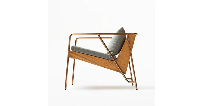 【ふるさと納税】＜FIL＞ ラウンジチェア MASS Series Lounge Chair -Natural Wood & Copper Frame-　小国杉 イージーチェア ローチェア 椅子 チェア クッション インテリア 家具 木製 無垢材 天然木 受注生産 リビング ダイニング ギフト 限定 熊本 阿蘇 南小国 送料無料