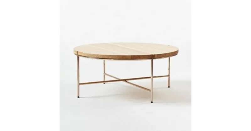 【ふるさと納税】＜FIL＞ コーヒーテーブル MASS Series 900 Coffee Table -Natural Wood & Copper Frame-　小国杉 テーブル ラウンドテーブル 丸テーブル ローテーブル 机 インテリア 家具 木製 無垢材 天然木 おしゃれ リビング ダイニング ギフト セット 阿蘇 南小国