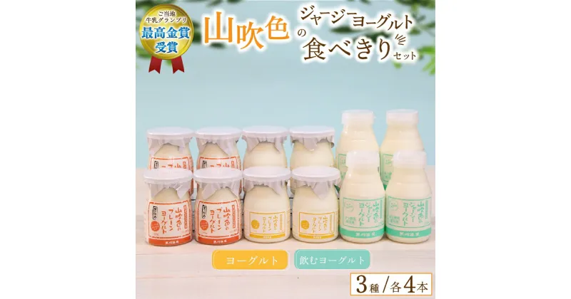 【ふるさと納税】 黒川温泉 山吹色のジャージーヨーグルト 食べきりセット 3種 12本 飲むヨーグルト プレーンヨーグルト 食べるヨーグルト ジャージー牛乳 詰め合わせ セット 乳製品 乳飲料 健康 腸活 免疫力アップ 乳酸菌 ギフト 山のいぶき 熊本 阿蘇 南小国 送料無料