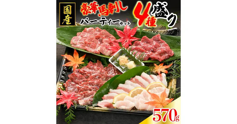 【ふるさと納税】 国産 豪華 馬刺し パーティーセット 4種 570g 盛合わせ 切れてる 特上 霜降り 上赤身 タテガミ フタエゴ 詰め合わせ セット 馬肉 馬 生食用 豪華 贈答用 ギフト お中元 お歳暮 熊本 阿蘇 南小国町 送料無料