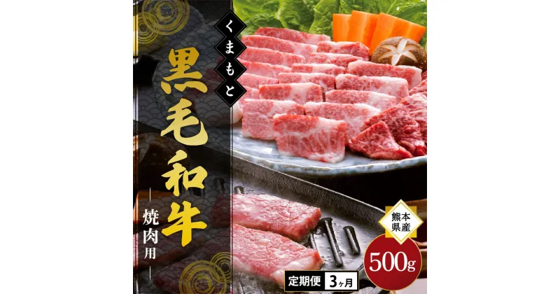 【ふるさと納税】 3ヶ月 定期便 熊本県産 くまもと黒毛和牛 焼肉用 500g 焼肉 バーベキュー BBQ 和牛 牛 牛肉 黒毛和牛 国産 熊本 阿蘇 南小国町 送料無料