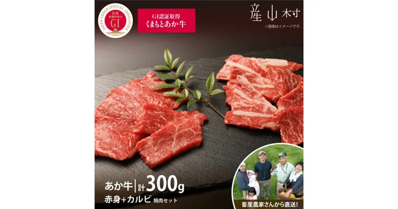 【ふるさと納税】【山の里】くまもと阿蘇あか毛和牛 焼肉セット　赤身肉＋カルビ（150g×2パック）【産山村産】 赤身 和牛 牛肉 牛 国産 BBQ あか牛 山の里 人気 ギフト 詰め合わせ 贈り物 お中元 お歳暮 贈答 熊本 阿蘇 産山村 送料無料《60日以内に出荷予定(土日祝除く)》