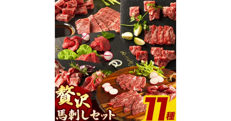 【ふるさと納税】馬肉 馬刺し セット 贅沢馬刺しセット 11種入り 約850g タレ 生おろし生姜付き 株式会社フジチク《60日以内に出荷予定(土日祝除く)》熊本県 産山村 送料無料 肉 メン 三枚バラ 大トロ 中トロ ヒレ ロース ランプ チョーチン イチボ フタエゴ 上赤身 コウネ