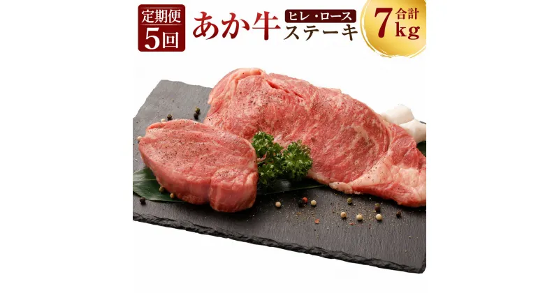 【ふるさと納税】 定期便5ヶ月 熊本産 ステーキ用 あか牛 ヒレ肉 600g×5回 ロース肉 800g×5回 合計7kg 5回お届け 2種類 牛肉 和牛 ステーキ 牛 肉 お肉 赤牛 冷凍 セット 詰め合わせ 熊本県産 九州産 国産 送料無料