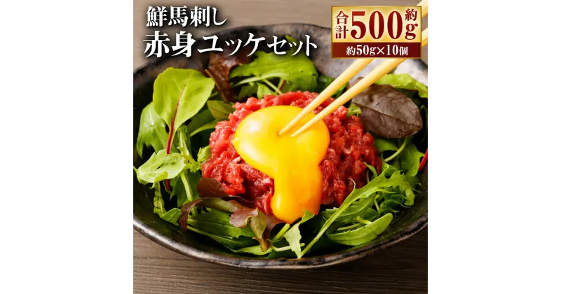 【ふるさと納税】鮮馬刺し 赤身ユッケ 約50g×10個セット 約500g 馬肉 馬刺し 馬刺 熊本馬刺し 赤身 ユッケ 馬刺しのたれ付き 真空パック ヘルシー 冷凍 送料無料