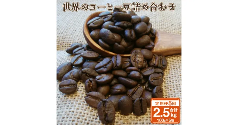 【ふるさと納税】【5ヶ月定期便】世界の コーヒー豆 詰め合わせ 合計2.5kg 500g （100g×5種） コーヒー 珈琲 自家焙煎 飲料 ドリンク 飲み比べ お取り寄せ 熊本県 阿蘇 高森町 送料無料