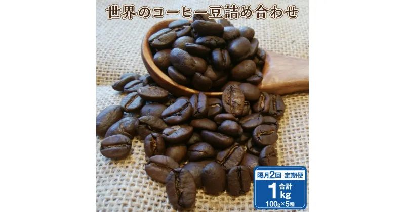 【ふるさと納税】【隔月2回定期便】世界の コーヒー豆 詰め合わせ 合計1kg 500g （100g×5種） コーヒー 珈琲 自家焙煎 飲料 ドリンク 飲み比べ お取り寄せ 熊本県 阿蘇 高森町 送料無料