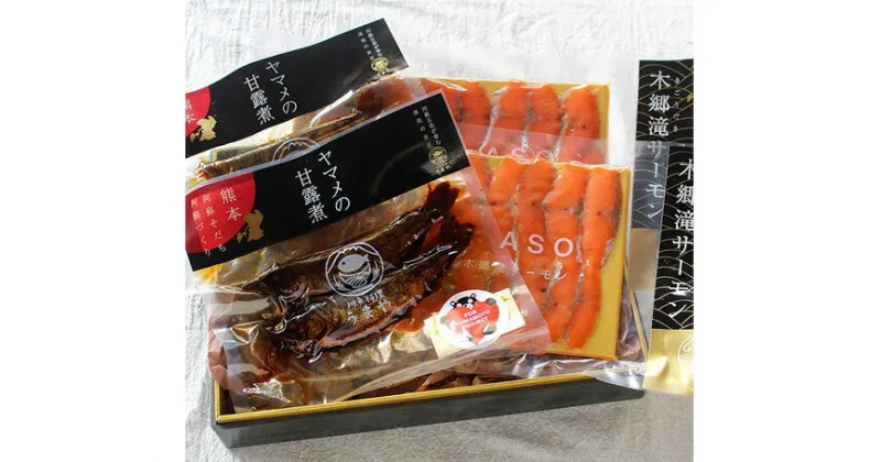 【ふるさと納税】奥阿蘇の清流せせらぎセットB やまめの甘露煮 木郷滝サーモン 各2パック 合計4パック 詰め合わせ 山女 甘露煮 ニジマス 加工品 生食用 サーモン 魚 虹鱒 国産 九州産 熊本県産 冷凍 送料無料