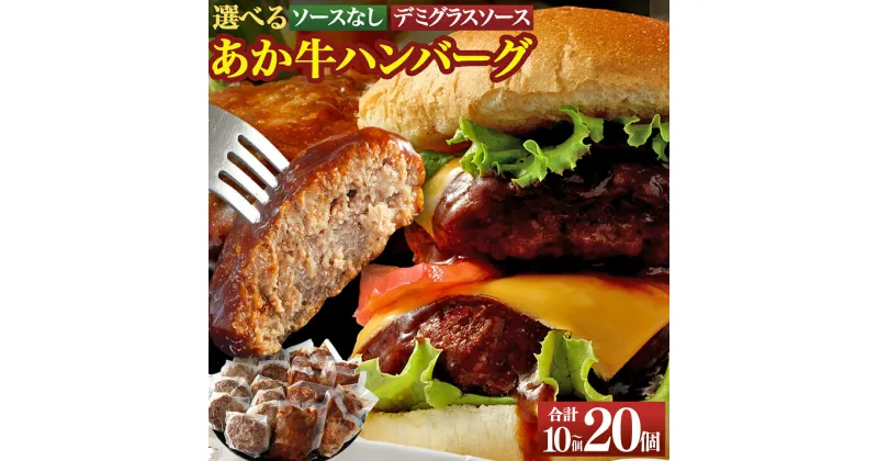 【ふるさと納税】あか牛 ハンバーグ 合計 10個～20個 選べる 数量 種類 ソース無し または デミグラス または 2種 セット ブランド牛 くまもとあか牛 プレミアムハンバーグ 赤牛 温めるだけ カンタン 簡単 おかず 惣菜 冷凍 熊本県 高森町 送料無料