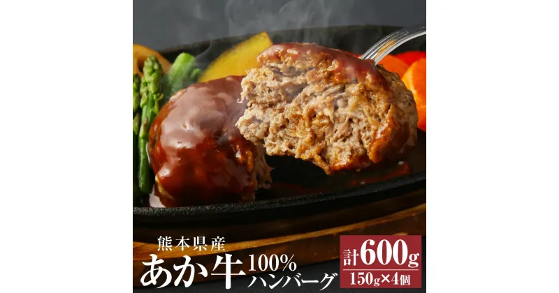 【ふるさと納税】あか牛100% ハンバーグ 150g×4個 合計600g 肉 お肉 牛肉 赤牛 和牛 惣菜 おかず 熊本県 西原村産 冷凍 送料無料