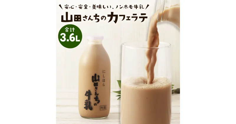 【ふるさと納税】山田さんちのカフェラテ 900ml×4本 合計3.6L ノンホモ牛乳 カフェラテ 牛乳 ミルク ミルクコーヒー コーヒー 珈琲 低温殺菌 乳飲料 ドリンク 熊本県 西原村産 冷蔵 送料無料