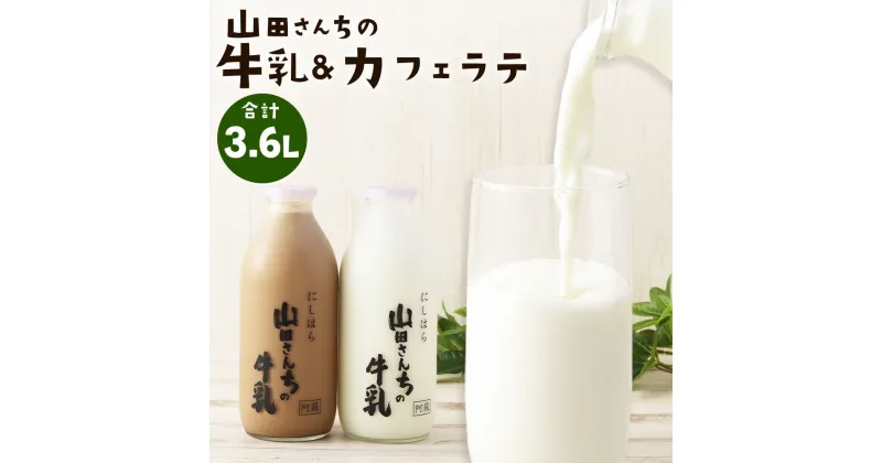 【ふるさと納税】山田さんちの牛乳・カフェラテ セット 900ml×4本 合計3.6L 飲み比べ ノンホモ牛乳 生乳100％ カフェラテ 牛乳 ミルク ミルクコーヒー コーヒー 珈琲 低温殺菌 乳飲料 ドリンク 熊本県 西原村産 冷蔵 送料無料