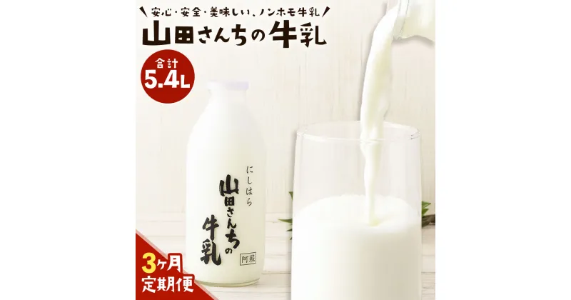 【ふるさと納税】【3ヶ月定期便】山田さんちの牛乳 900ml×2本×3回 合計5.4L ノンホモ牛乳 成分無調整 牛乳 生乳100％ ミルク 低温殺菌 乳飲料 ドリンク 熊本県 西原村産 冷蔵 送料無料