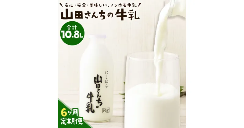 【ふるさと納税】【6ヶ月定期便】山田さんちの牛乳 900ml×2本×6回 合計10.8L ノンホモ牛乳 成分無調整 牛乳 生乳100％ ミルク 低温殺菌 乳飲料 ドリンク 熊本県 西原村産 冷蔵 送料無料