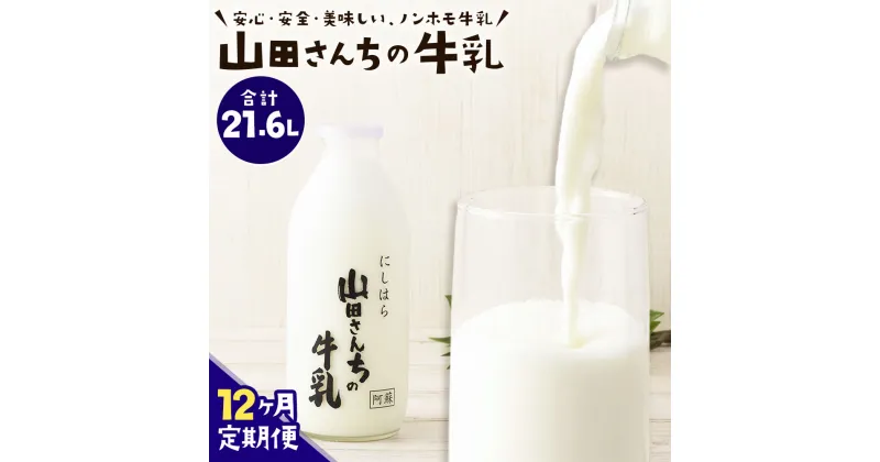 【ふるさと納税】【12ヶ月定期便】山田さんちの牛乳 900ml×2本×12回 合計21.6L ノンホモ牛乳 成分無調整 牛乳 生乳100％ ミルク 低温殺菌 乳飲料 ドリンク 熊本県 西原村産 冷蔵 送料無料