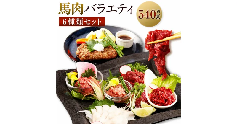 【ふるさと納税】6種 馬肉バラエティ 約540g（赤身切り落とし・コウネ・フタエゴダイス・線切り（ユッケ）・桜うまトロ・馬肉ハンバーグ・タレ・おろしポン酢・ユッケのタレ・万能和風ソース） 馬刺し 馬刺 食べ比べ 真空パック 小分け 冷凍 送料無料