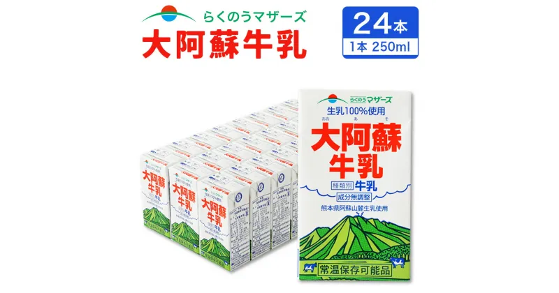 【ふるさと納税】大阿蘇牛乳 250ml×24本 合計 6000ml 6L らくのうマザーズ 阿蘇 牛乳 ミルク 乳製品 飲料 生乳100％使用 成分無調整 常温保存可能 紙パック セット 国産 九州産 熊本県産 送料無料