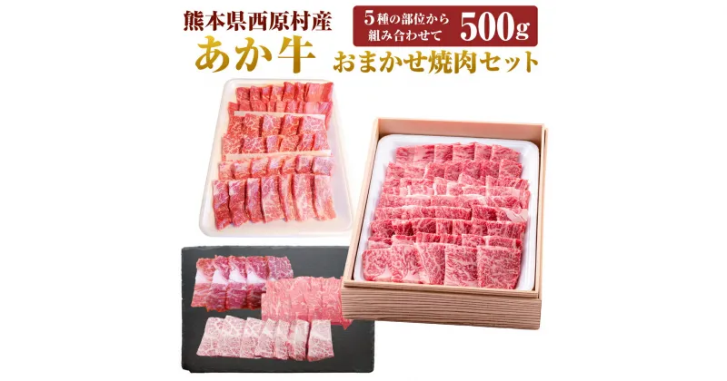 【ふるさと納税】あか牛 おまかせ焼肉セット 約500g おまかせセット カルビ モモ ロース（肩ロース） 特選カルビ 赤身肉肩肉 肉 牛 和牛 赤牛 くまもとあか牛 ブランド牛 冷凍 国産 九州 熊本県 西原村 送料無料