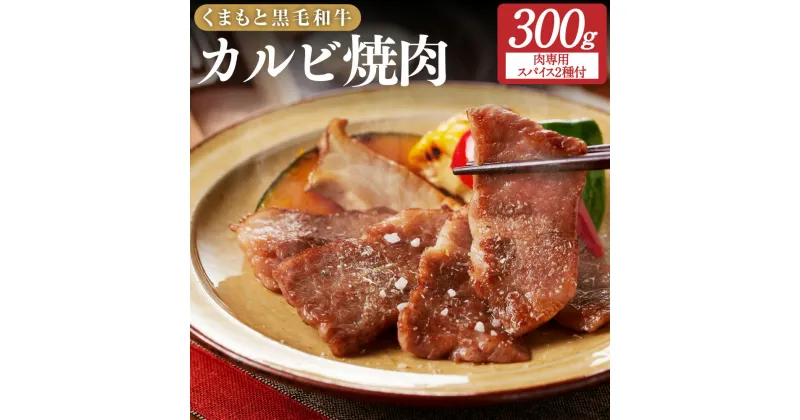 【ふるさと納税】くまもと 黒毛和牛 カルビ 焼肉 300g 肉専用 スパイス 2種付 にんにく醤油・ふぐヒレ 各20g ふじ匠 お肉 肉 和牛 牛肉 にく ニク 焼き肉 ブランド牛 かるび バラ肉 冷凍 送料無料