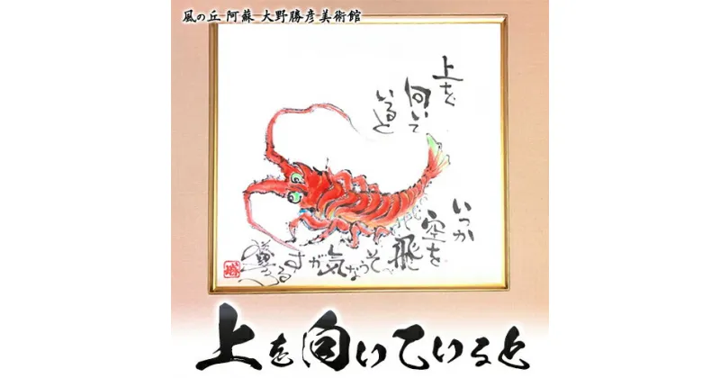 【ふるさと納税】大野勝彦 色紙額『上を向いていると』エビ 風の丘阿蘇大野勝彦美術館《60日以内に出荷予定(土日祝を除く)》美術館 詩