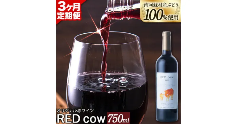 【ふるさと納税】【3ヶ月定期便】南阿蘇村産ぶどう100%使用 赤ワイン RED cow 1本 750ml《お申込み月の翌月から出荷開始》熊本県 南阿蘇村 カベルネ・ソーヴィニヨン ヤマ・ソーヴィニヨン ワイン 酒 お酒 定期 計3回 お届け