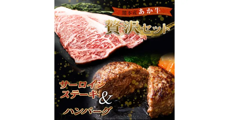 【ふるさと納税】＜贅沢セット＞肥後あか牛サーロインステーキ 計440g(220g×2枚)＆あか牛100％使用ハンバーグ(100g×10個) セット 詰合せ ブランド牛 あか牛 和牛 FKK19-266