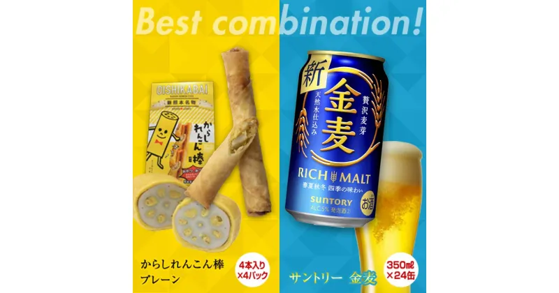 【ふるさと納税】からしれんこん棒プレーン味＆金麦(350ml×24本)のセット ビール 金麦 辛子れんこん棒 プレーン からしれんこん 春巻き 新感覚 おつまみ 晩酌 セット 詰合せ FKK19-06A