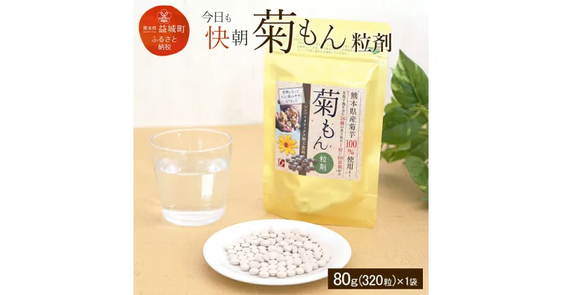 【ふるさと納税】今日も快朝菊もん粒剤 80g 320粒 キクイモ 菊芋 熊本県産 九州産 国産 腸内フローラ 食物繊維 サプリ 錠剤 送料無料