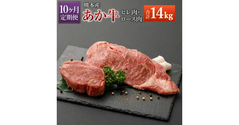 【ふるさと納税】【定期便10ヶ月】熊本産 ステーキ用 あか牛 ヒレ肉600g×10回 ロース肉800g×10回 合計14kg 10回お届け 2種類 牛肉 和牛 ステーキ 冷凍 セット 詰め合わせ 熊本県産 九州産 国産 送料無料