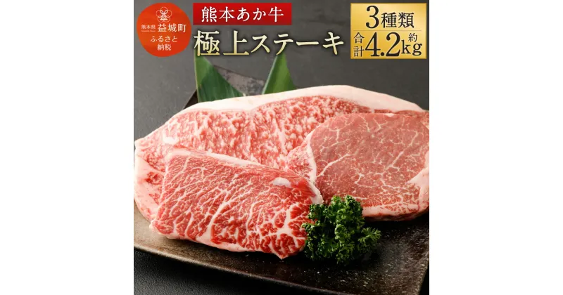 【ふるさと納税】熊本あか牛 極上ステーキ 3品 セット 3種類 合計約4.2kg サーロイン (約2.1kg) シャトーブリアン (約1kg) カイノミ (約1.1kg) あか牛 和牛 牛肉 お肉 ステーキ 精肉 冷凍 食べ比べ 熊本県産 送料無料