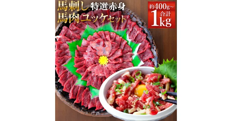 【ふるさと納税】熊本 馬刺し 特選赤身・馬肉ユッケセット 約400g/約1kg 選べる内容量 タレ付き 生姜付き ユッケたれ付き 馬刺 ばさし ユッケ 馬肉 馬 赤身 刺身 ブロック 食べ比べ 冷凍 熊本県 送料無料