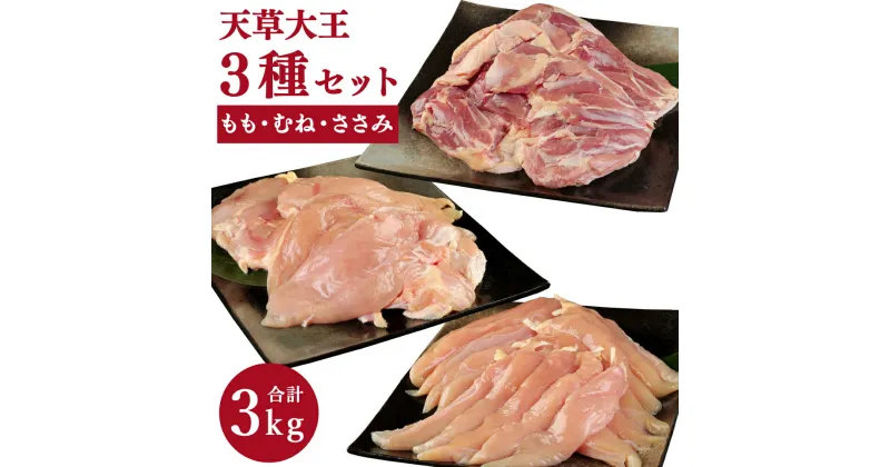 【ふるさと納税】天草大王 もも・むね・ささみセット 各1kg 合計3kg 鶏肉 地鶏 お肉 精肉 モモ ムネ ササミ 唐揚げ 熊本県産 九州産 国産 冷凍 送料無料