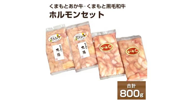 【ふるさと納税】くまもとあか牛 くまもと黒毛和牛ホルモンセット 200g×各2袋 合計800g 熊本県産 牛肉 和牛 黒毛和牛 ホルモン 牛ホルモン 小腸 もつ鍋 焼肉 冷凍 パック 小分け 送料無料