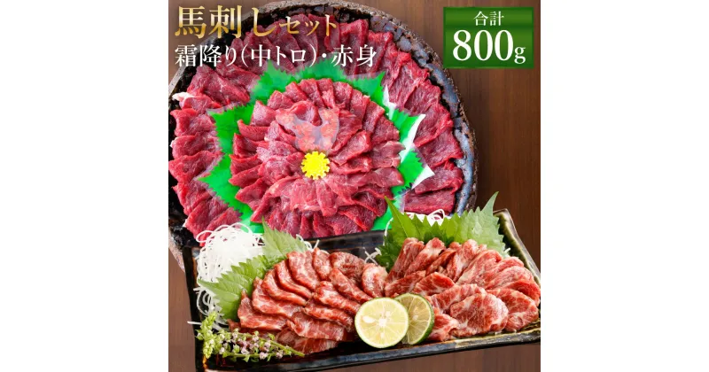 【ふるさと納税】熊本 馬刺し 霜降り(中トロ)・赤身セット 合計800g 各400g 2種類 タレ・生姜付き 各12袋 馬刺 ばさし 馬肉 馬 霜降り 中トロ 赤身 刺身 ブロック 食べ比べ 冷凍 熊本県 送料無料