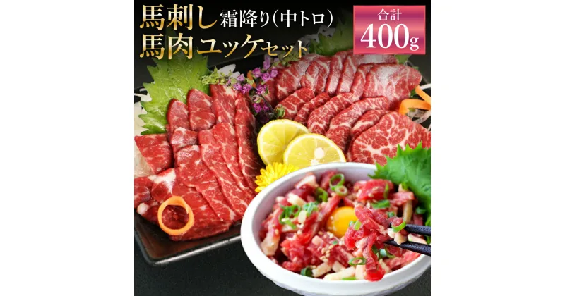 【ふるさと納税】霜降り 中トロ・馬肉ユッケセット 合計400g 各200g 2種類 タレ・生姜・ユッケたれ付き 馬刺 ばさし ユッケ 馬肉 馬 霜降り 中トロ 刺身 ブロック 食べ比べ 冷凍 熊本県 送料無料