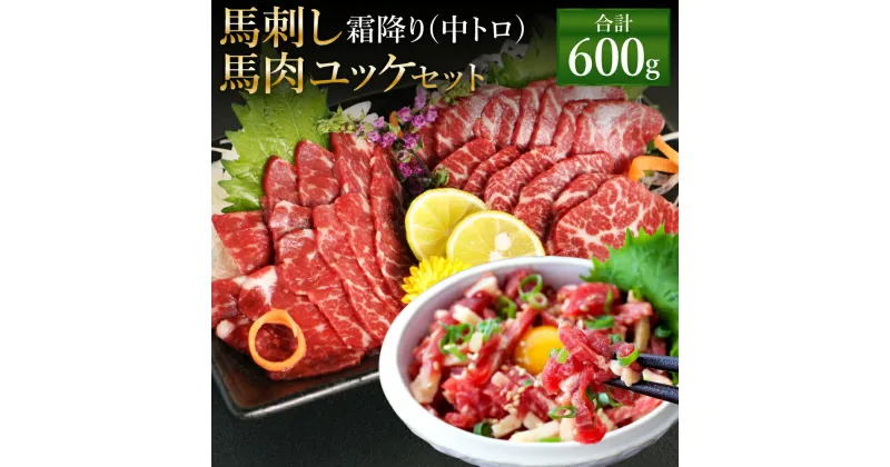 【ふるさと納税】霜降り 中トロ・馬肉ユッケセット 合計600g 各300g 2種類 タレ・生姜・ユッケたれ付き 馬刺 ばさし ユッケ 馬肉 馬 霜降り 中トロ 刺身 ブロック 食べ比べ 冷凍 熊本県 送料無料