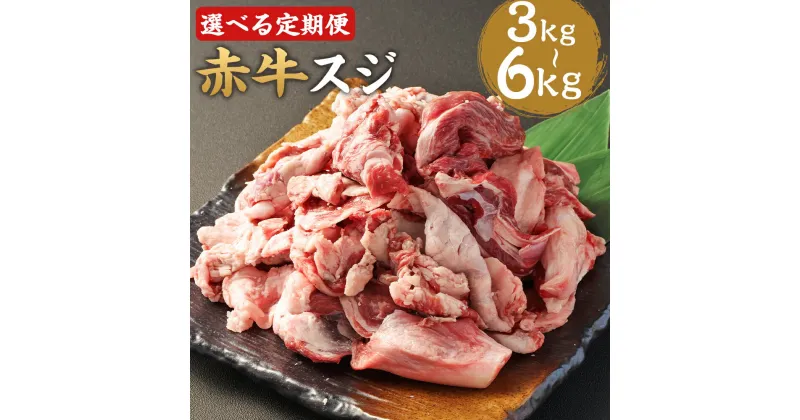 【ふるさと納税】【選べる定期便】赤牛スジ 1kg 3ヶ月定期便/6ヶ月定期便 牛肉 和牛 カット済み 牛筋 牛すじ 熊本県産 九州産 国産 冷凍 送料無料