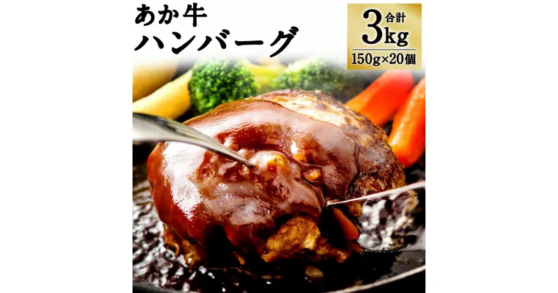 【ふるさと納税】熊本県産 GI認証取得 あか牛ハンバーグ 合計3kg 150g×20個 あか牛100％使用 あか牛 ハンバーグ おかず お肉 牛肉 赤牛 和牛 冷凍 国産 九州産 熊本県産 送料無料